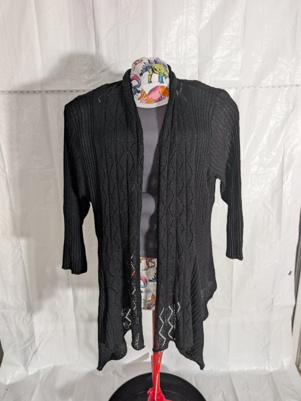Lauren Michelle Women's Black Open Front Knit Cardigan Sweater 3/4 Sleeve 2X